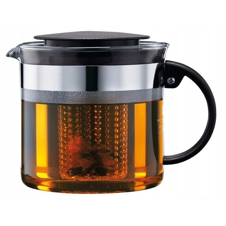 إبريق شاي Bodum® BISTRO NOUVEAU، سعة 1.0 لتر، زجاج البورسليكات، مصفاة كبيرة خالية من BPA