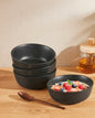 SilverCrest® Bowl Set – 4-Piece Matte Black Stoneware, 600 ml