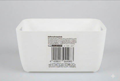 JES Collection® Minimalist Plastic Storage Basket with Cut-Out Handles | Desk & Home Organizer