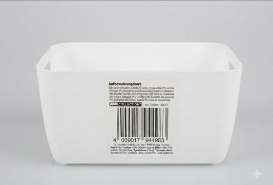 JES Collection® Minimalist Plastic Storage Basket with Cut-Out Handles | Desk & Home Organizer
