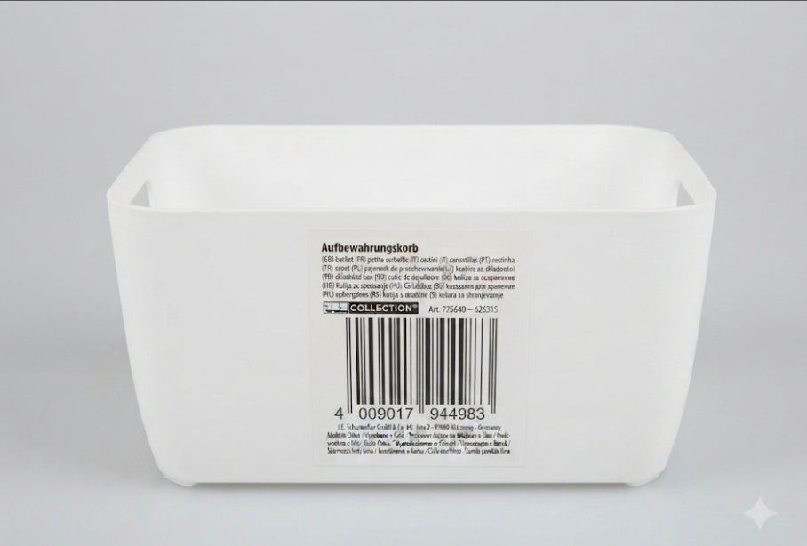 JES Collection® Minimalist Plastic Storage Basket with Cut-Out Handles | Desk & Home Organizer