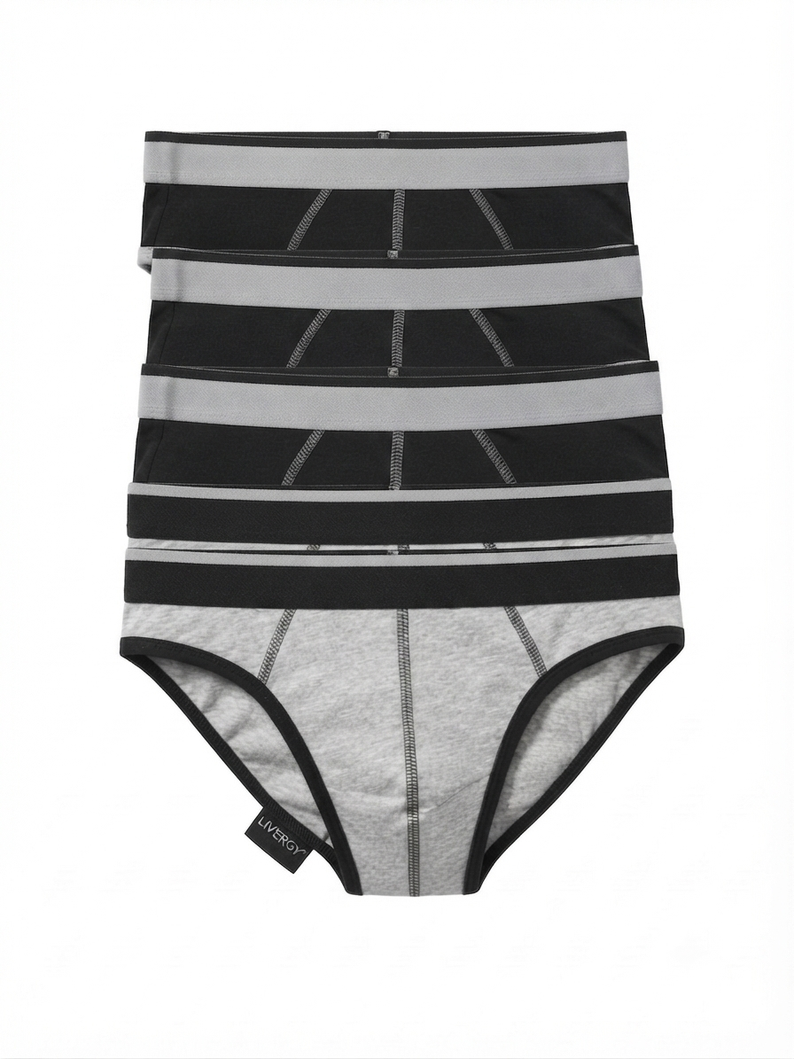 LIVERGY Men’s briefs set , 5 pcs (black & grey)