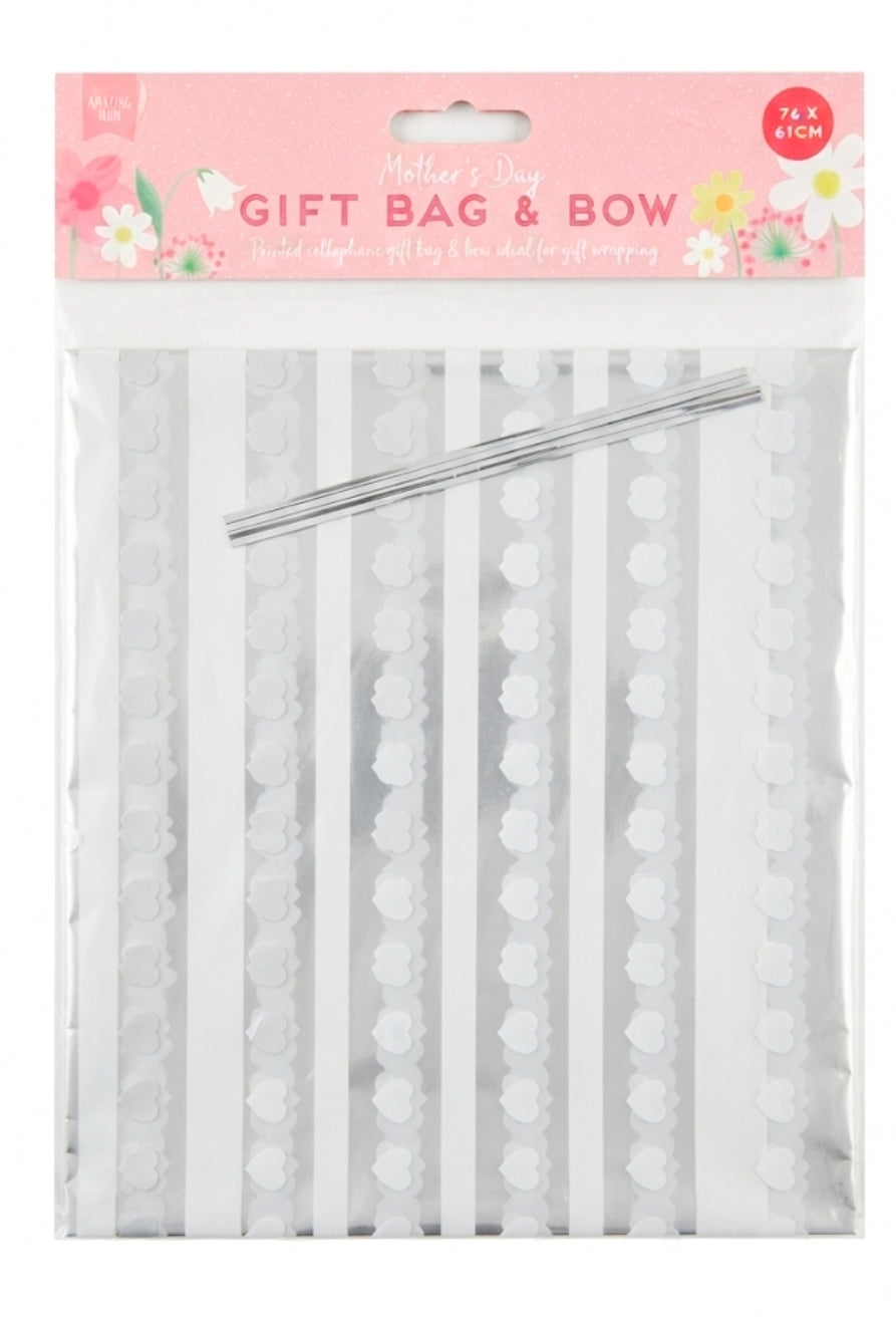 Mother's Day Printed Cellophane Gift Bag & Bow (76 x 61 cm)