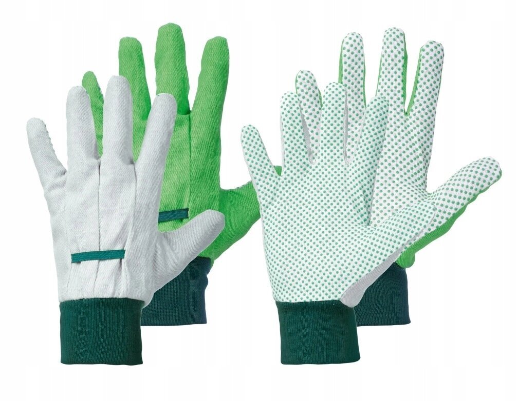 Parkside Men's / Women's Gardening Gloves - Green & Grey Dotted Grip