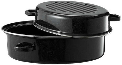 Oval roasting pan for goose, 11.2 liters, 43.2 cm diameter, also suitable for induction cooktops