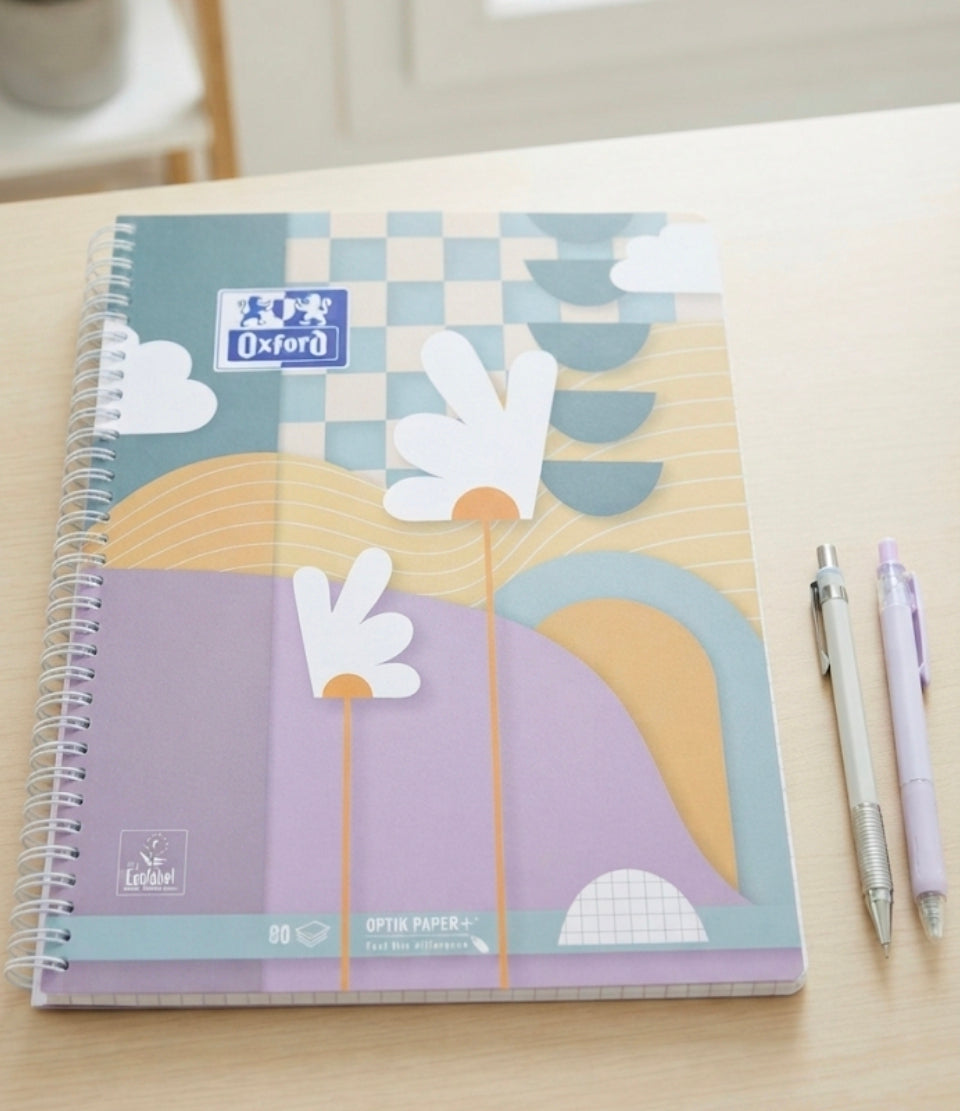 Oxford Aesthetic Spiral Notebook – 80-Sheet College Ruled Notebook with Optik Paper+ and EU Ecolabel