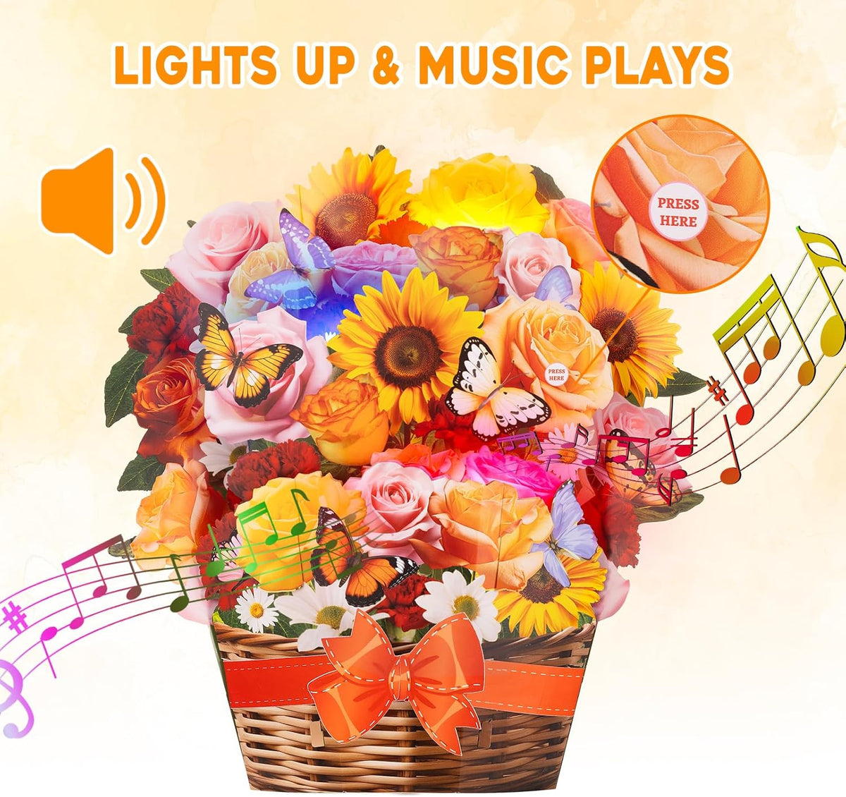 3D Paper Sunflower Bouquet Cards with Lights and Music for Birthdays, Anniversaries, Mother's Day - An Eco-Friendly Gift for Her