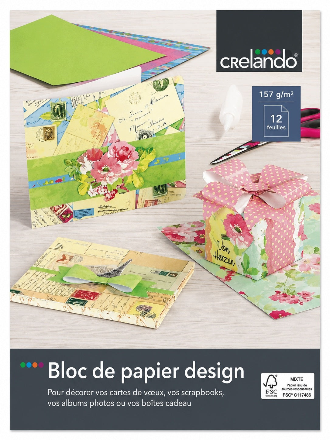 Creative Decorative Block 12 Sheets Set of Colored Papers