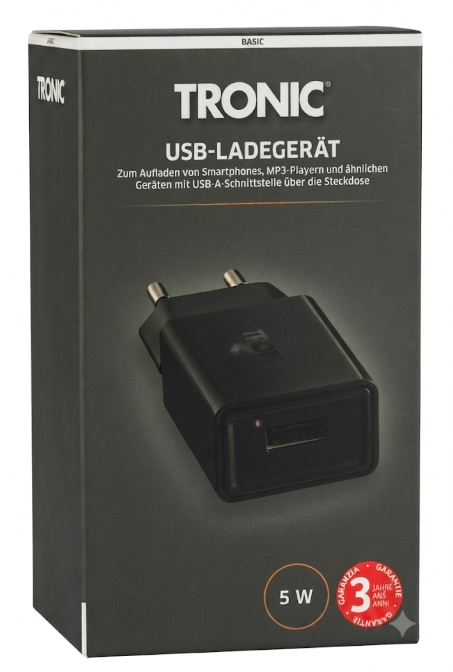 شاحن شبكة USB Tronic® 5 واط، مكعب، مدخل أوروبي
