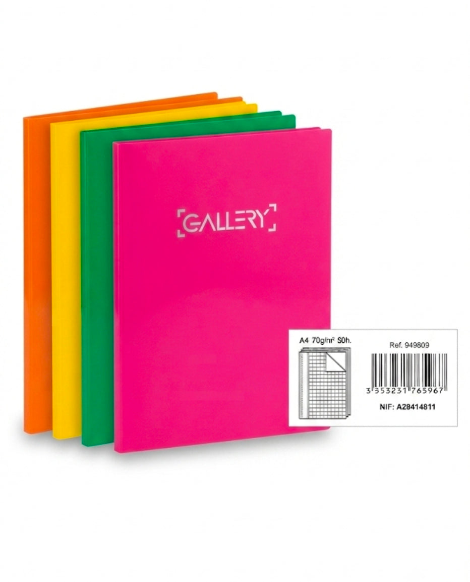 Gallery A4 Grid Notebook Set ( set of 4 (50 Sheets)) - Assorted Colors