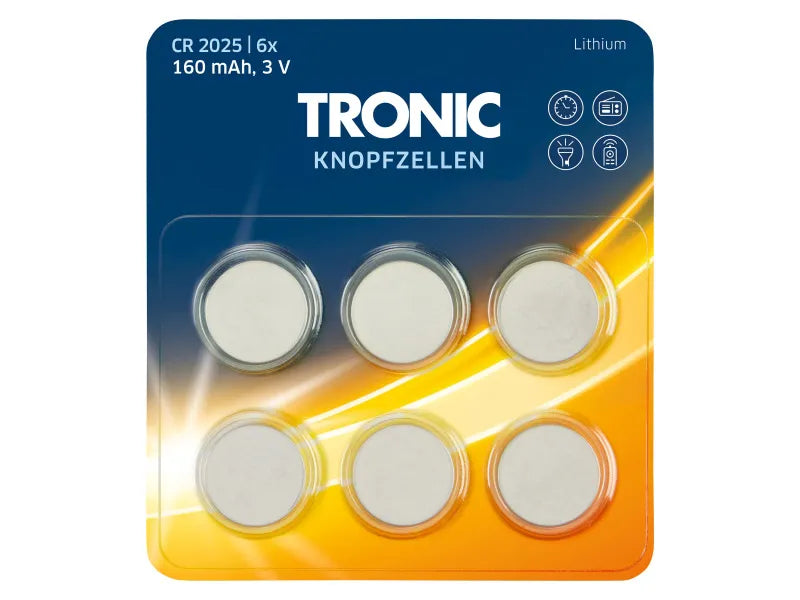 Tronic® button cell bateries 160mAh, 3V 6 pieces