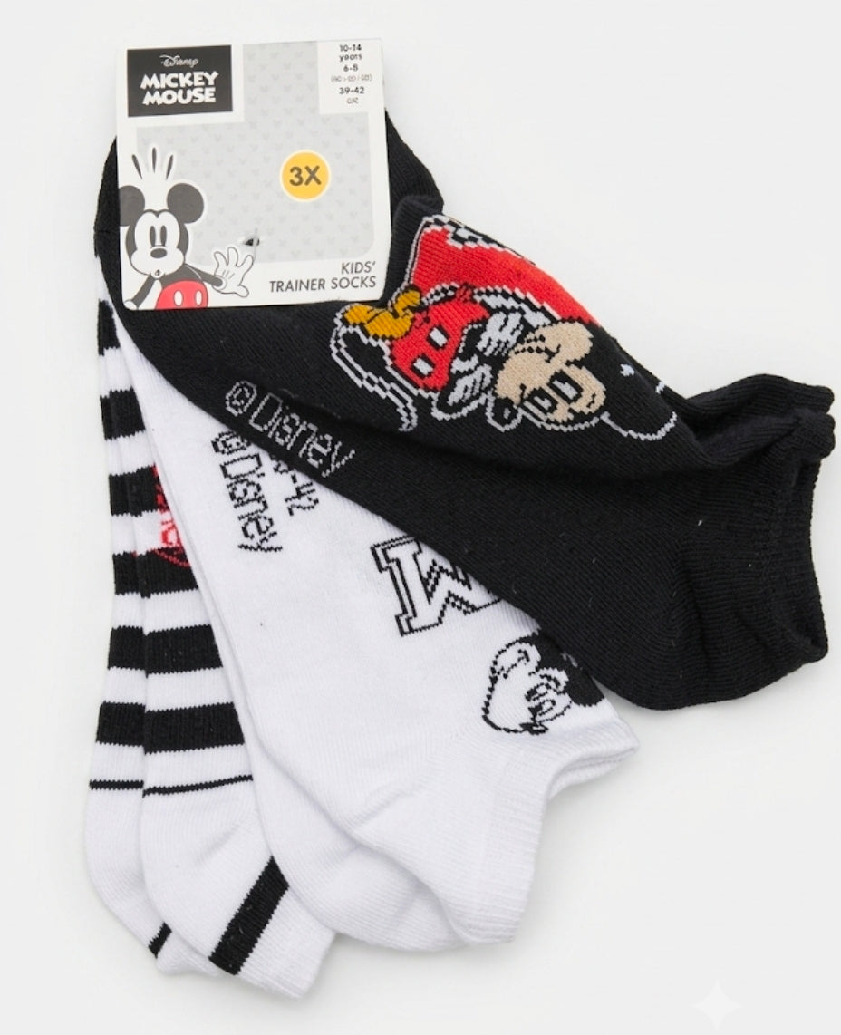 Mickey mouse kids trainer socks set of 3 pairs