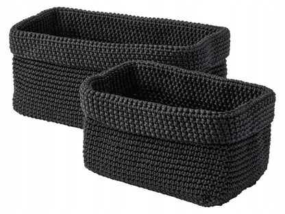 Storage baskets 2 pcs. Containers Black 14x30x18 cm 11x20x15 cm