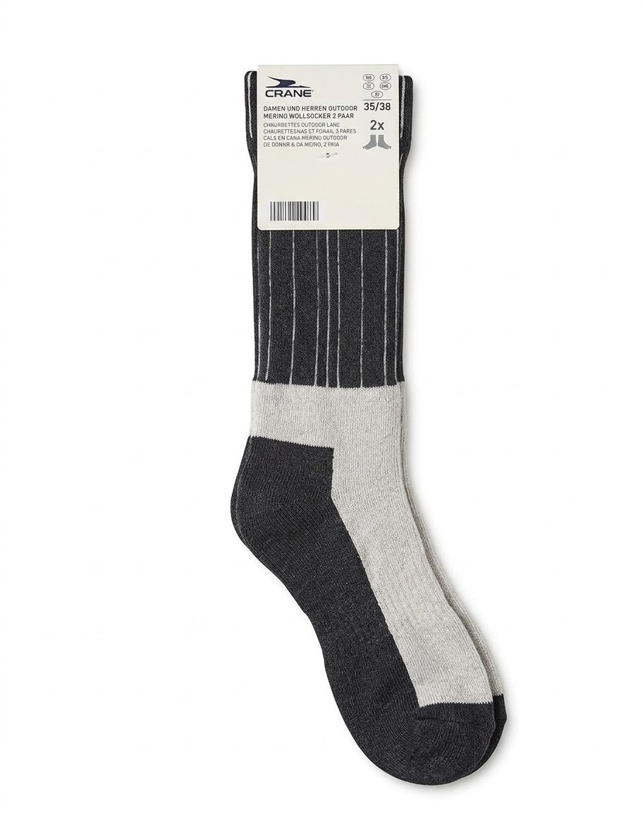 CRANE unisex outdoor merino wool socks, 2 pairs
