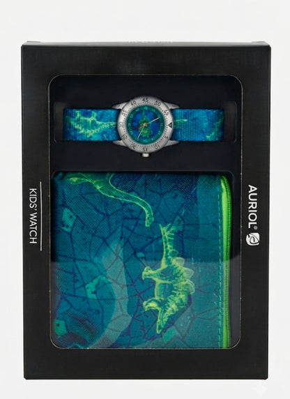 AURIOL Kids' Dinosaur Watch with matching pencil case