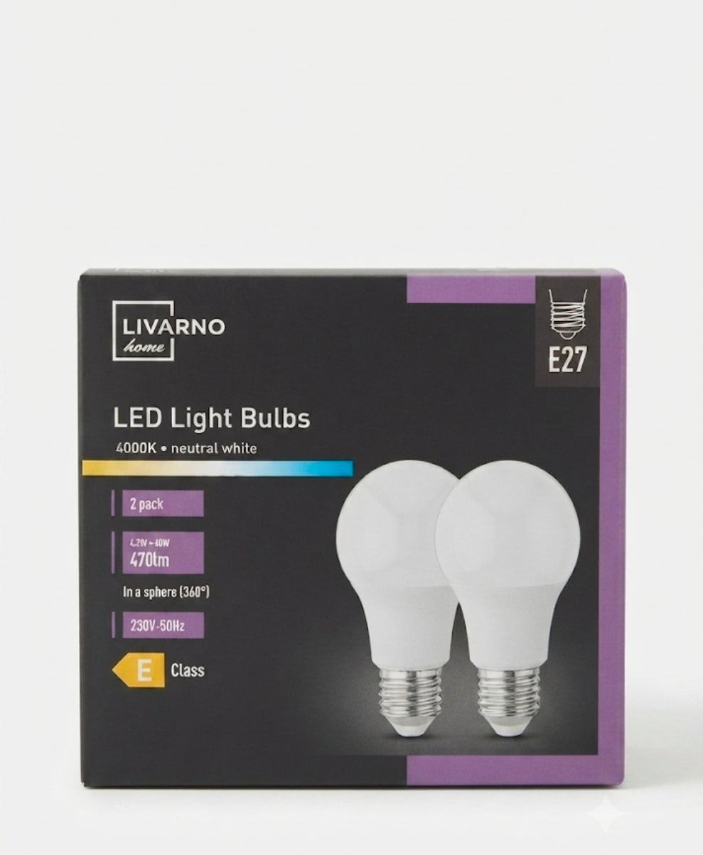 LIVARNO home E27 LED Light Bulbs - Neutral White (4000K), 2 Pack