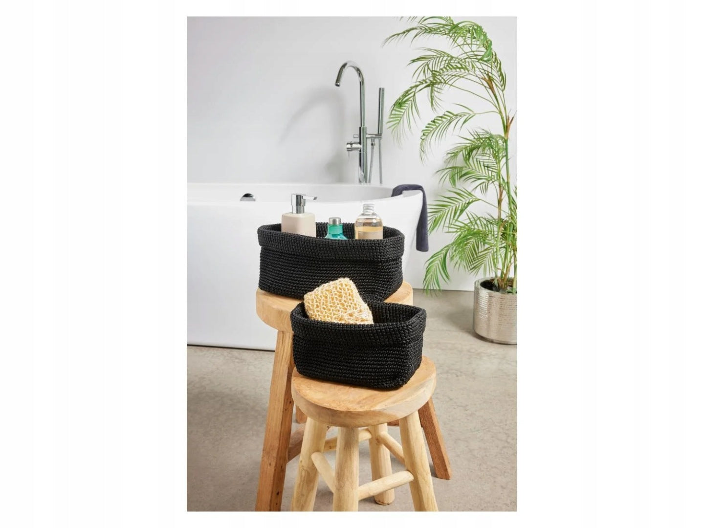 Storage baskets 2 pcs. Containers Black 14x30x18 cm 11x20x15 cm
