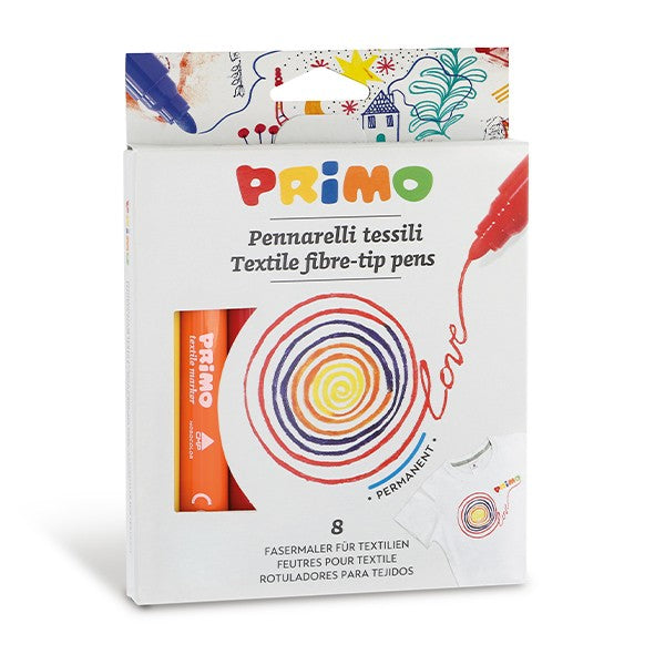PRIMO Textile Markers, assorted colours, 8pcs
