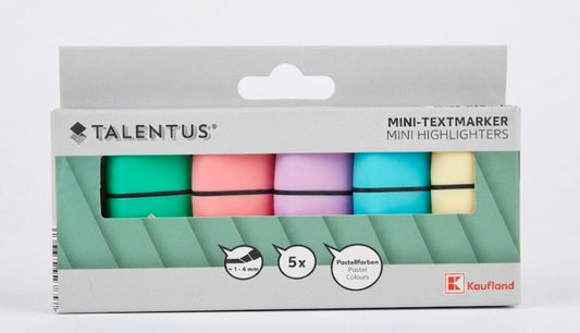 Talentus® Mini Highlighters - Pastel Colors (5-Pack Assorted Chisel Tip Highlighters)