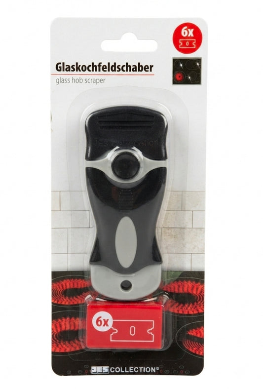 JES COLLECTION Glass Hob Scraper with 6 Replacement Blades