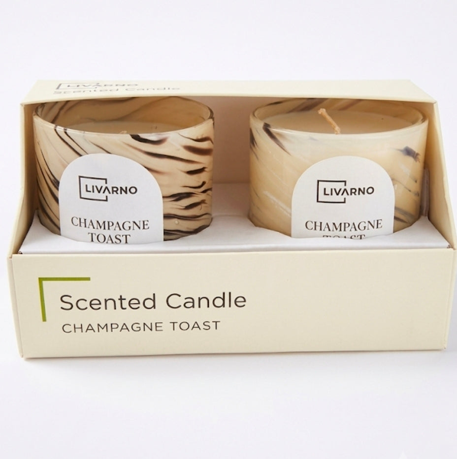 Livarno champagne toast scented candle set of 2