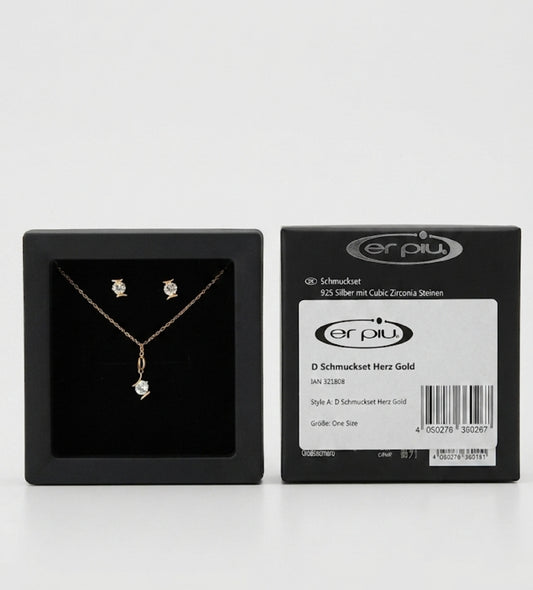 er piu Faux Bijoux Elegant Gold-Tone Necklace and Earrings Set