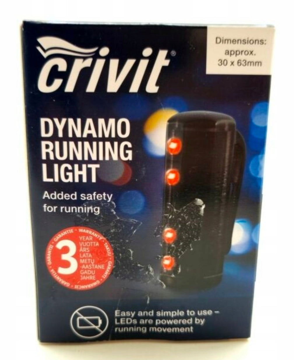 Crivit Kinetic Dynamo Running Light – Battery-Free Safety Light for Runners