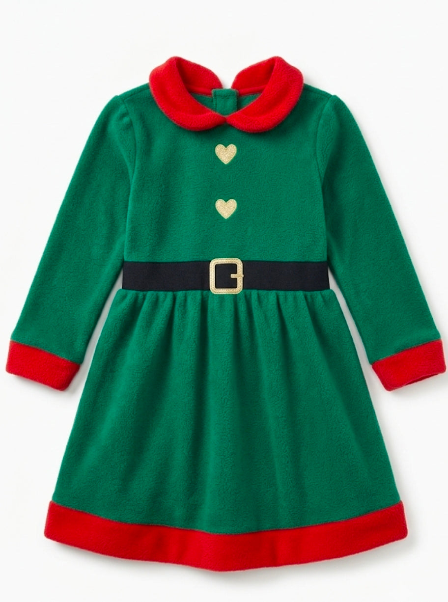 Baby Girl Elf Fleece Christmas Dress - 18 Months
