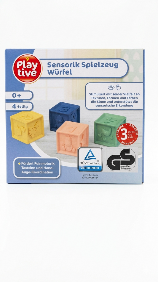 Playtive Sensory Toy Blocks - 4-Piece Early Development Set for Babies (0+)