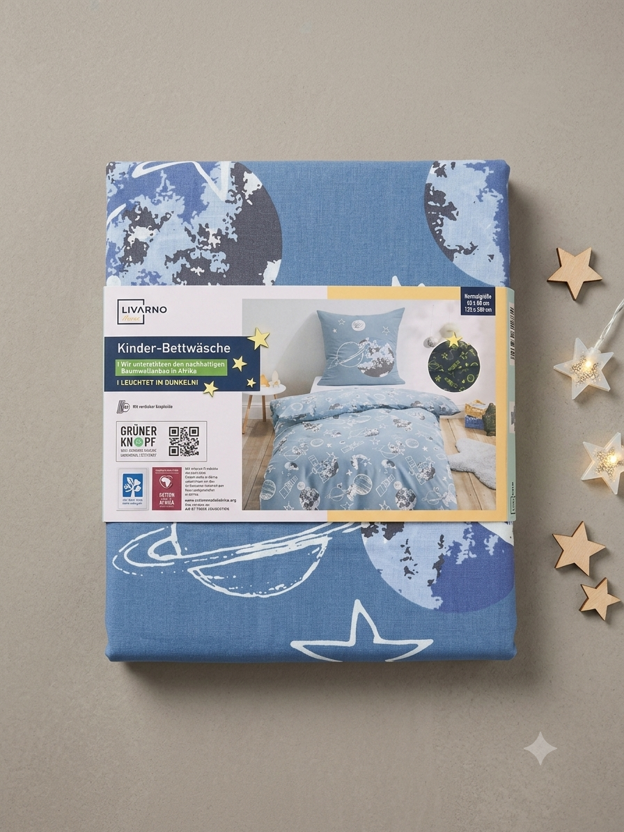 Livarno Home Kids Glow-in-the-Dark Space Bedding Set (135 x 200 cm)