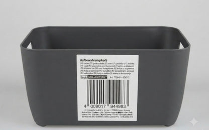JES Collection® Minimalist Plastic Storage Basket with Cut-Out Handles | Desk & Home Organizer