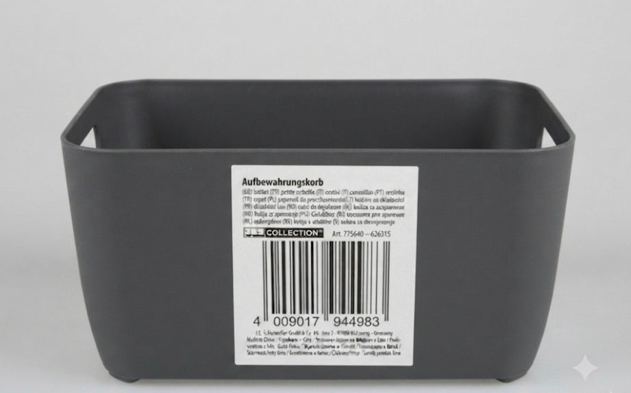 JES Collection® Minimalist Plastic Storage Basket with Cut-Out Handles | Desk & Home Organizer