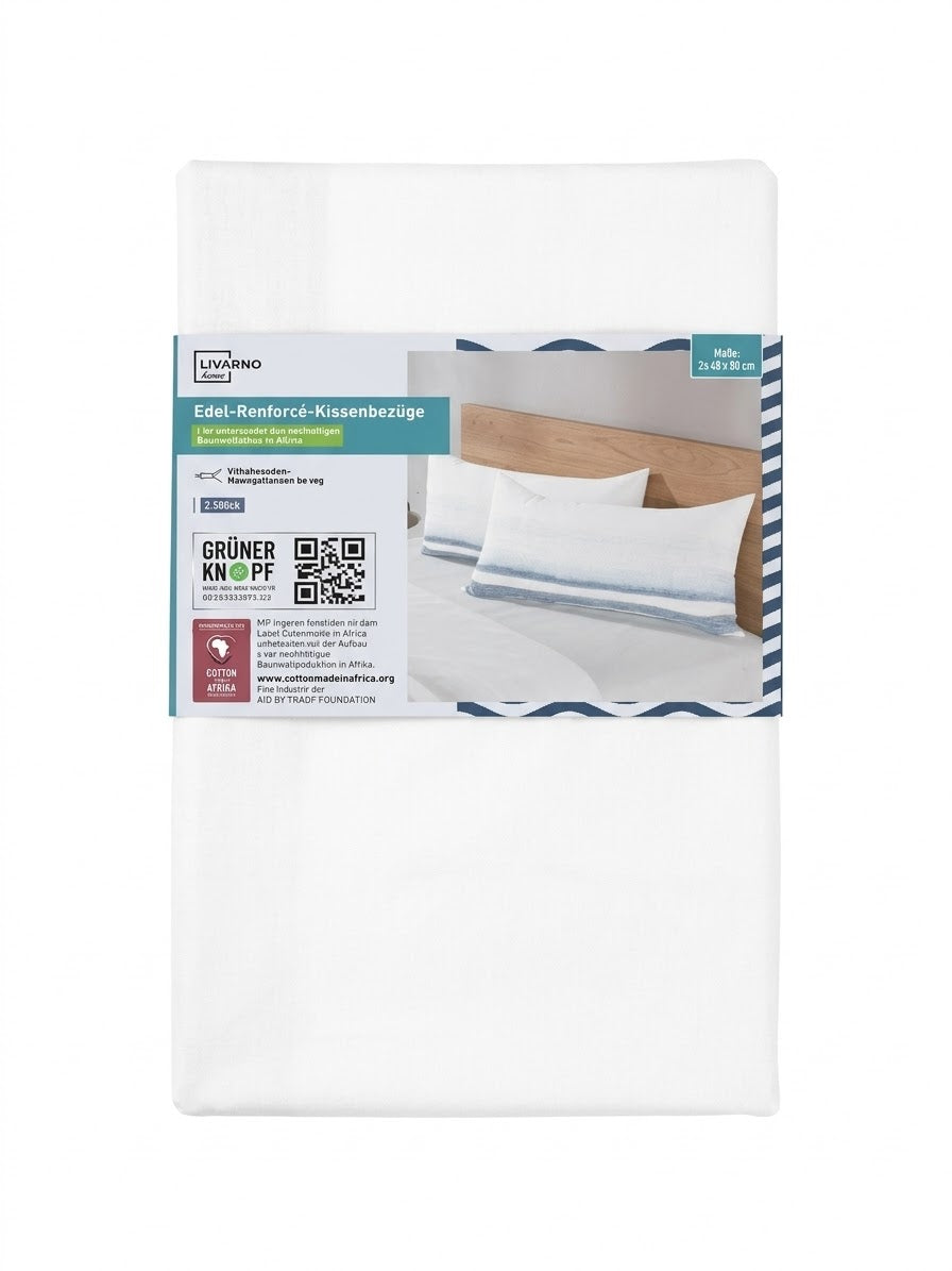 Livarno home Premium Percale Pillowcases, Set of 2