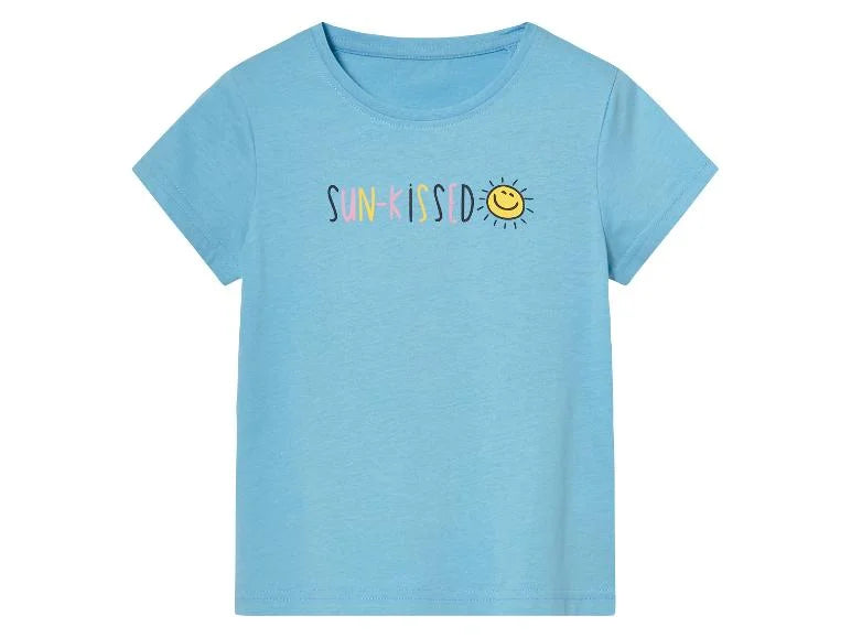 KUNIBOO Girls' T-shirts, 2 pieces, (blue & white)