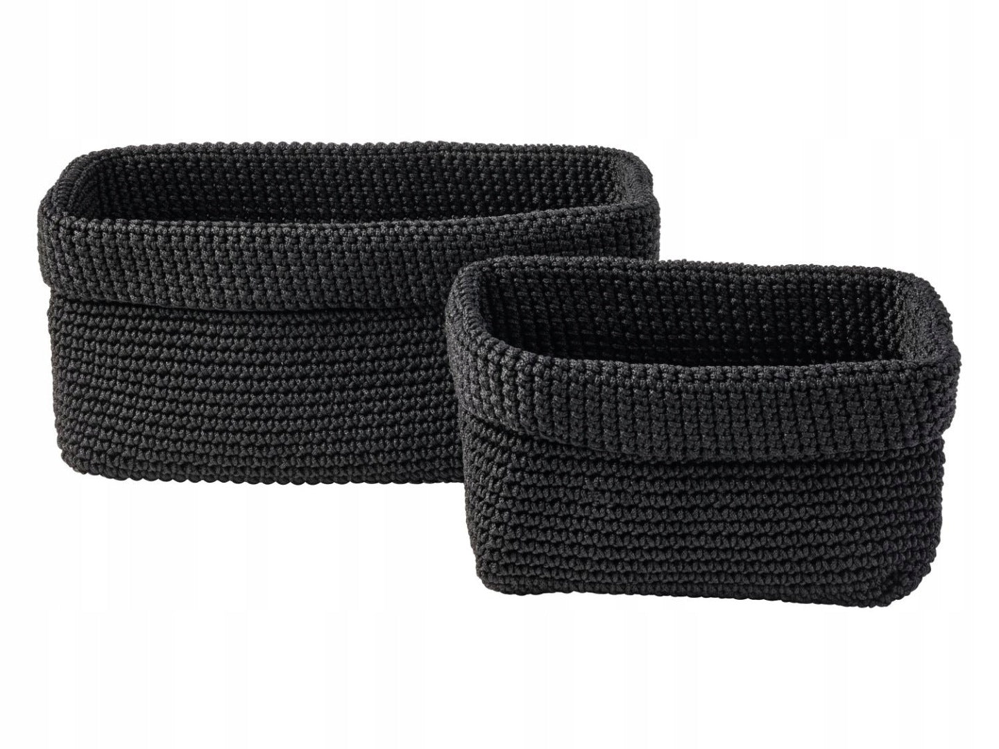 Storage baskets 2 pcs. Containers Black 14x30x18 cm 11x20x15 cm