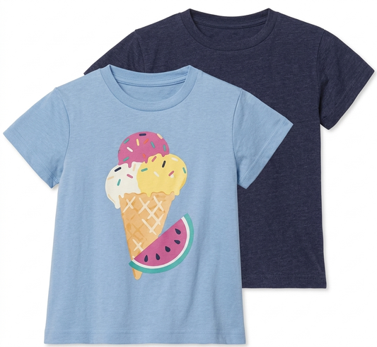 LUPILU Cotton T-shirts for girls, 2pcs
