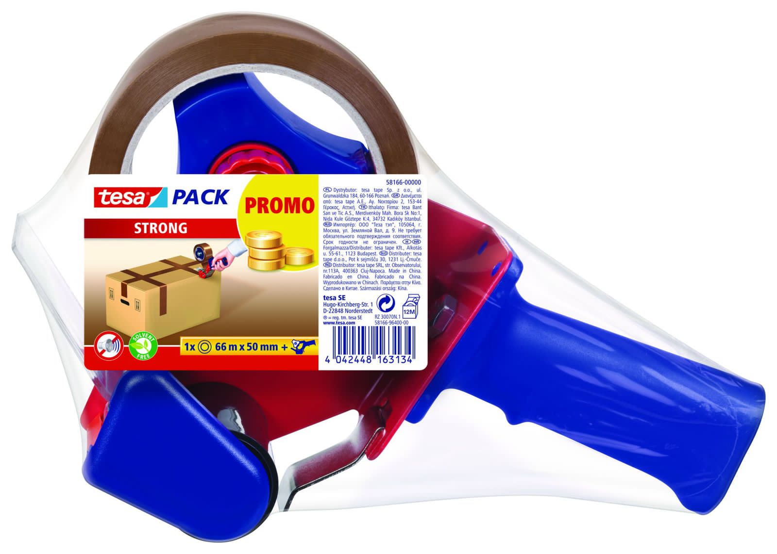 tesa® Hand Dispenser with tesapack® Strong brown 50 mm - 66 m long
