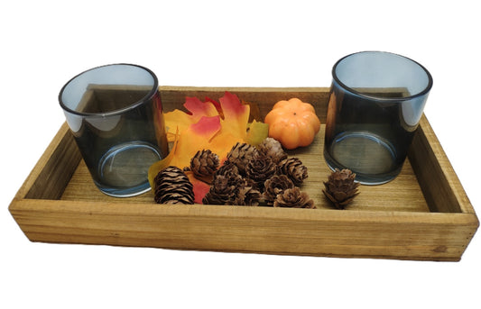LIVARNO® decorative set wooden tray candle glasses