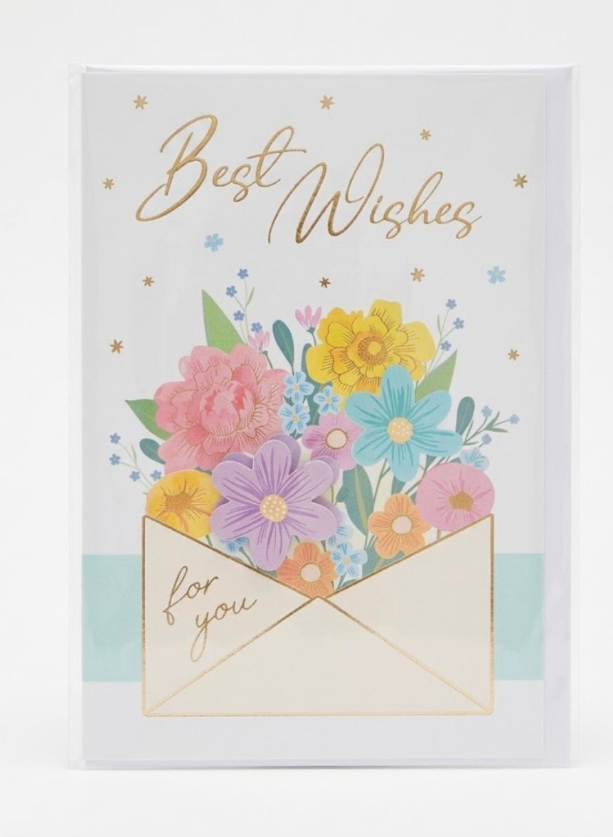 Best Wishes Floral Envelope Greeting Card