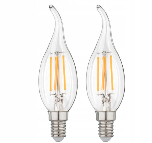 Livarno Home LED Filament Candle Bulb (Flame Shape) – E14, 2700K Warm White, 470 Lumens (pack of 2)