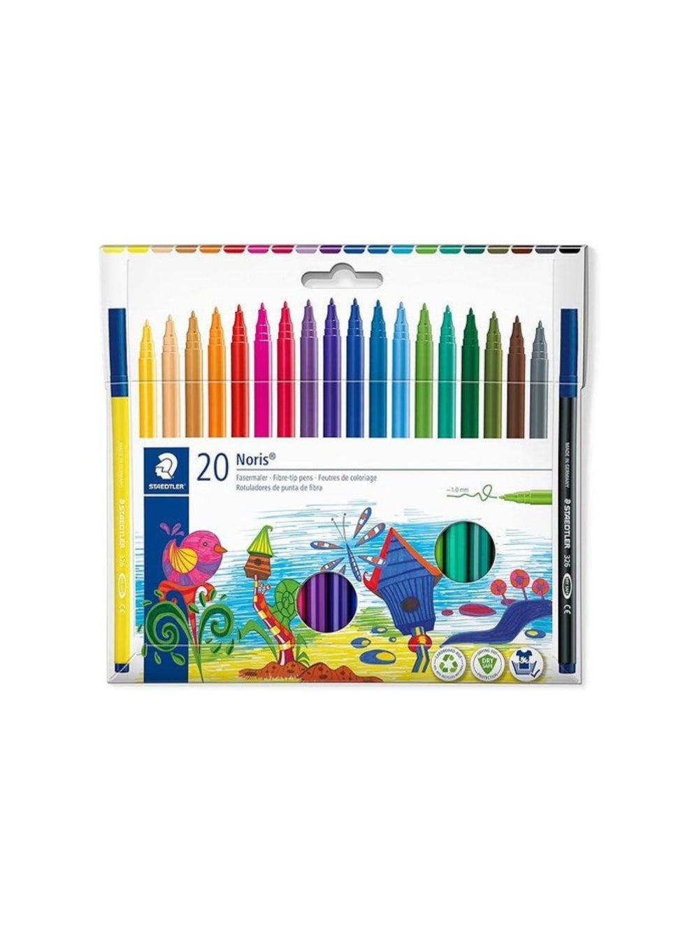 STAEDTLER® 326 C20 Fibre-Tip Pen in Cardboard Pack Assorted Colours Pack of 20