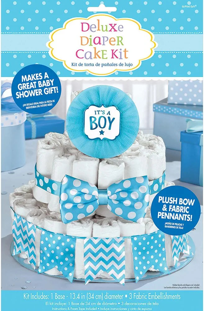 amscan® It's a Boy Deluxe Diaper Cake Decor Kit | Baby Shower,Multicolor,13 1/4"Dia