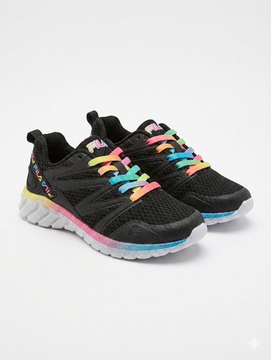 Fila Girl's Black Mesh Athletic Sneakers