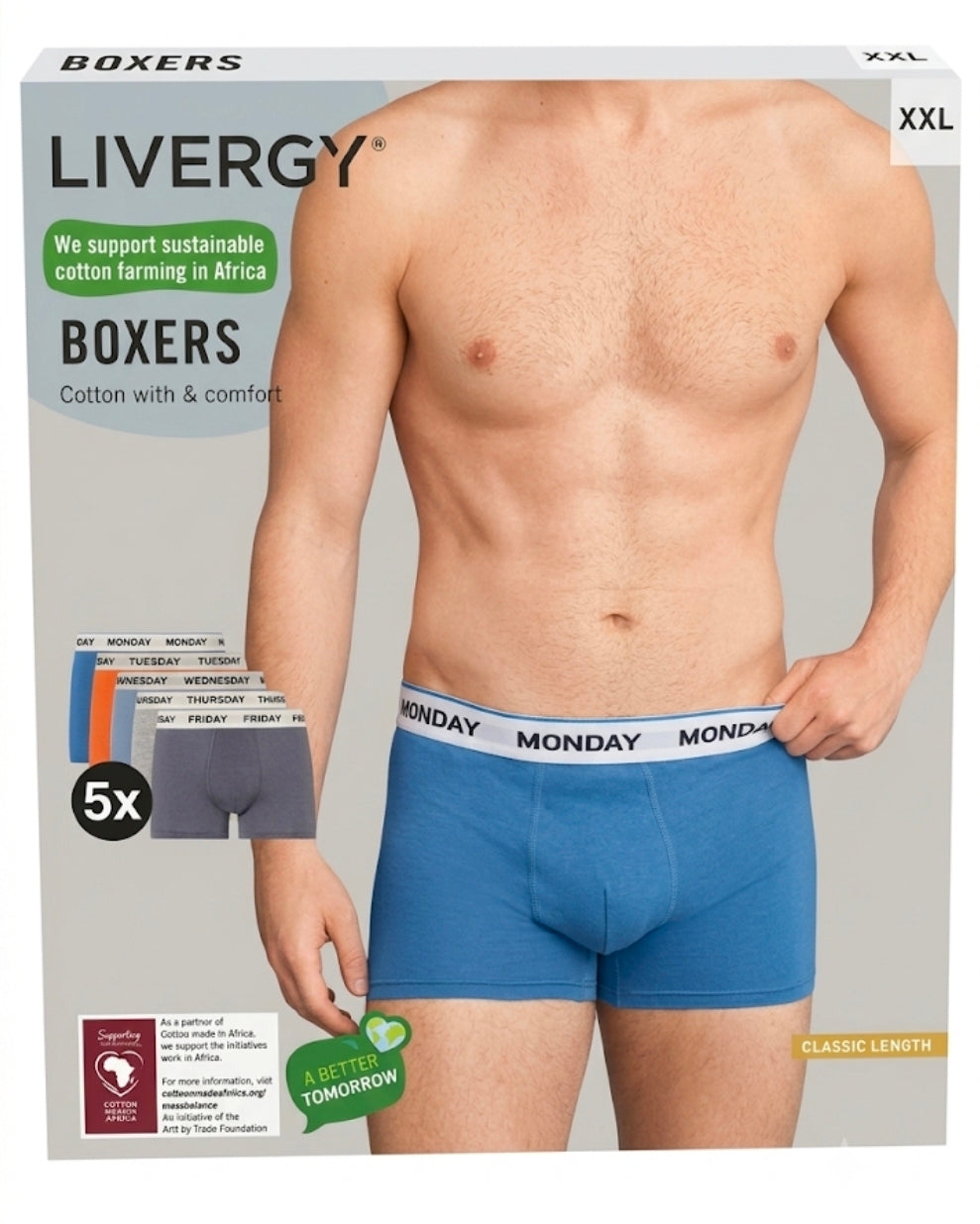 Livergy Men's Cotton Boxer 5 Pack (week days)