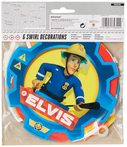 Set of 6 Fireman Sam Hanging Decorations