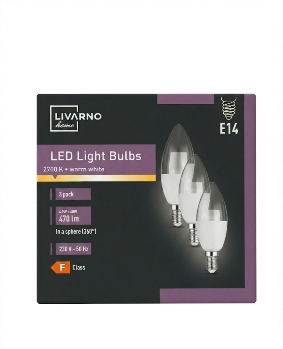LIVARNO home E14 LED Light Bulbs – Warm White (2700K), 3 Pack