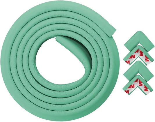 BabySafeHouse Pre-Taped Furniture Edge Guard and Corner Protector - 6.5ft Edge + 4 Corner Guards (Light Green Color) for Baby Proofing & Child Safety