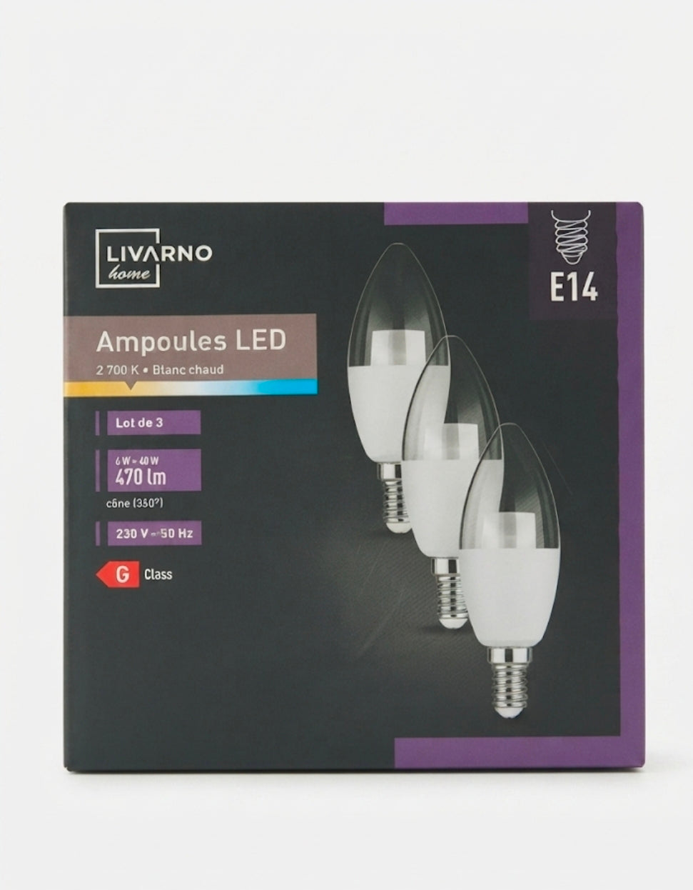 مصابيح إضاءة LED LIVARNO home E14 – أبيض دافئ (2700 كلفن)، عبوة من 3