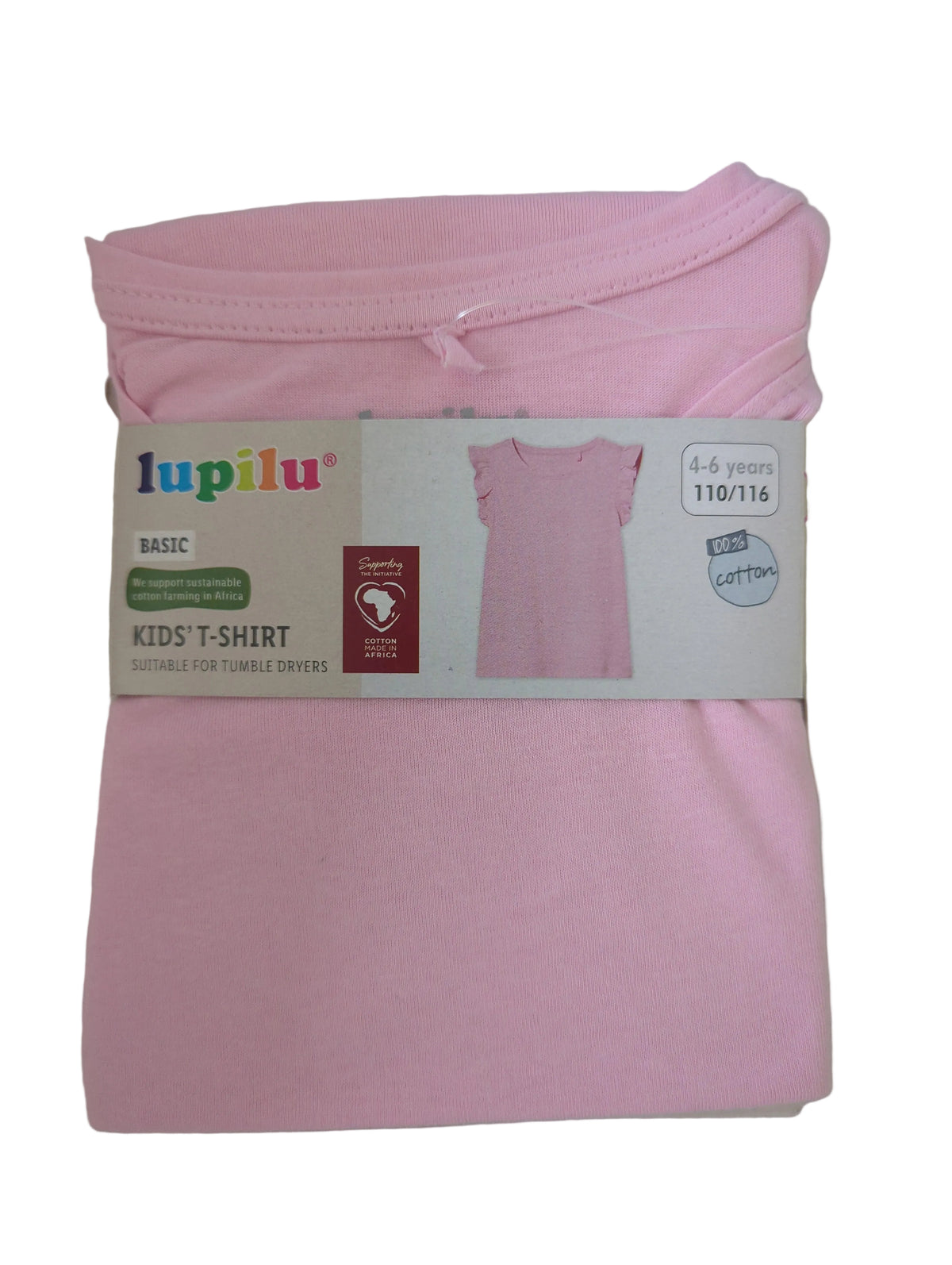 LUPILU Cotton T-Shirt with ruffled sleeves, Pink