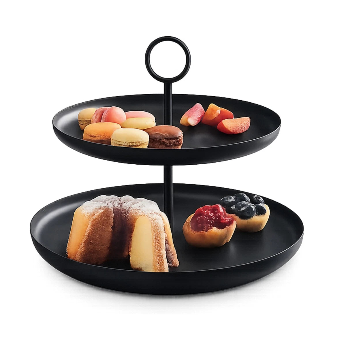 Silvercrest® Black 2-Tier Round Decorative Table Stand Modern Design